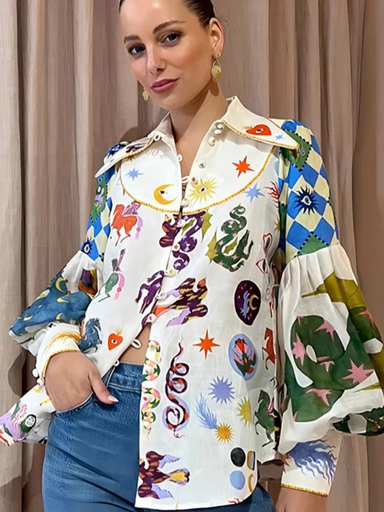 Lady Glams Graffiti Print Shirt - Casual Style for a Stylish Summer