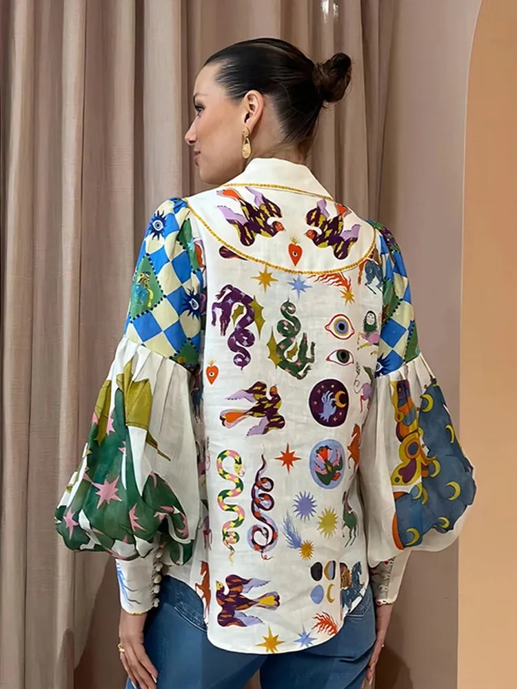 Lady Glams Graffiti Print Shirt - Casual Style for a Stylish Summer