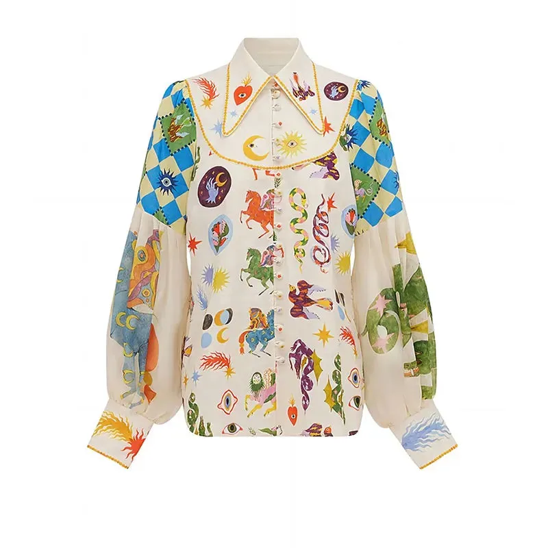 Lady Glams Graffiti Print Shirt - Casual Style for a Stylish Summer