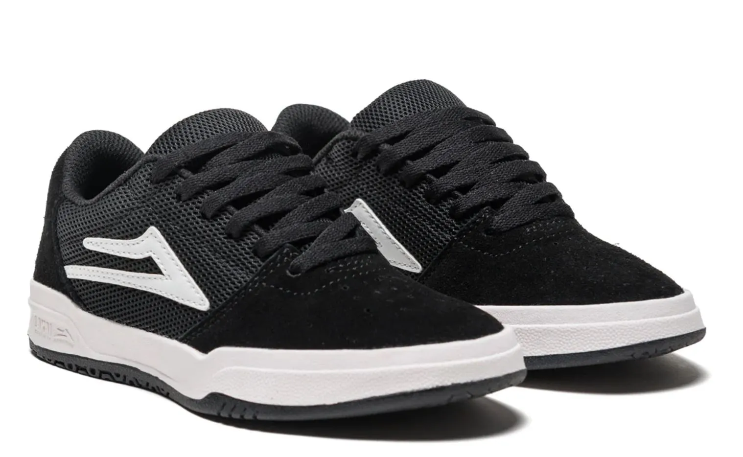 Lakai Brighton Kids Black White Suede Skate Shoes