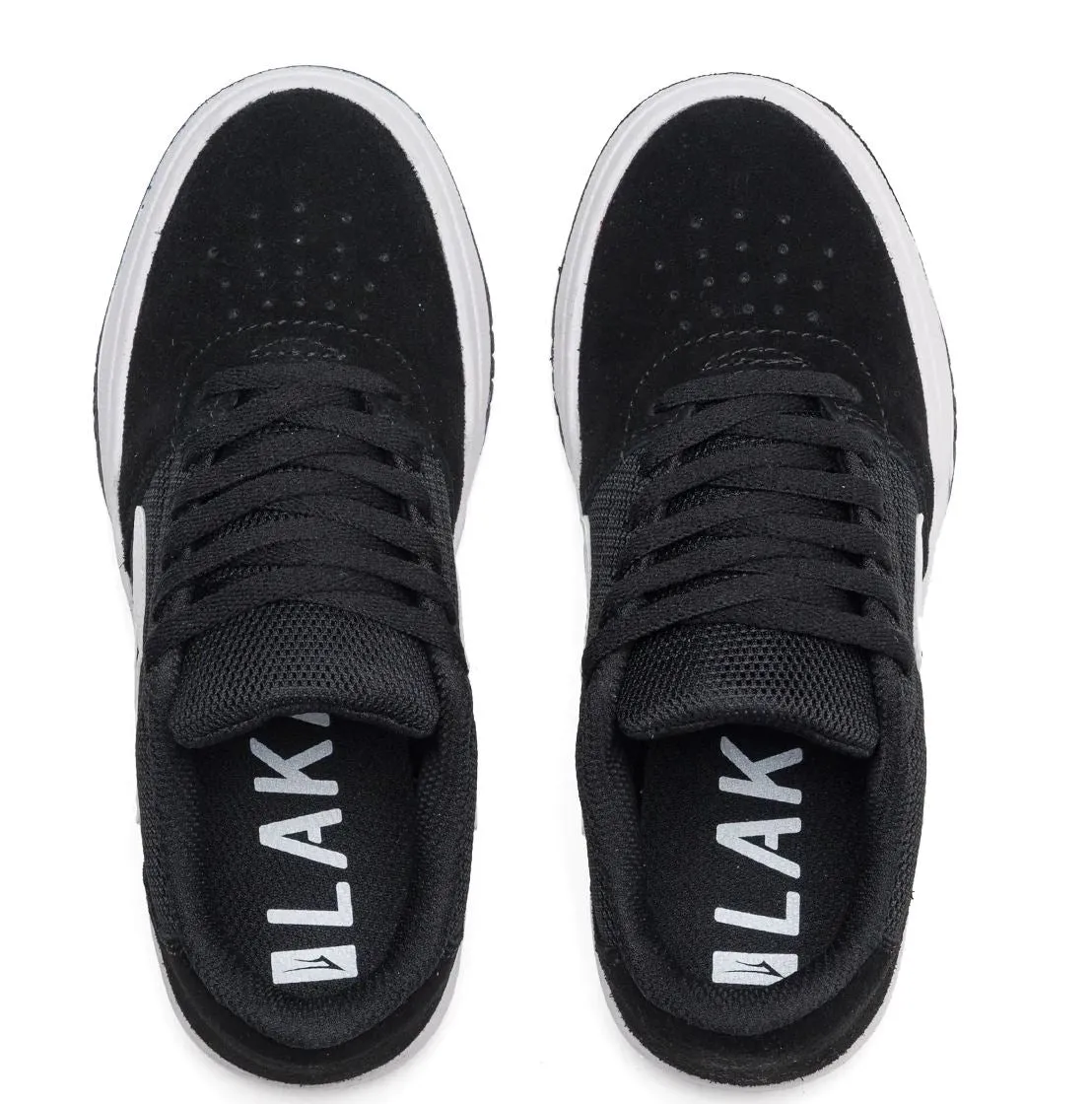 Lakai Brighton Kids Black White Suede Skate Shoes