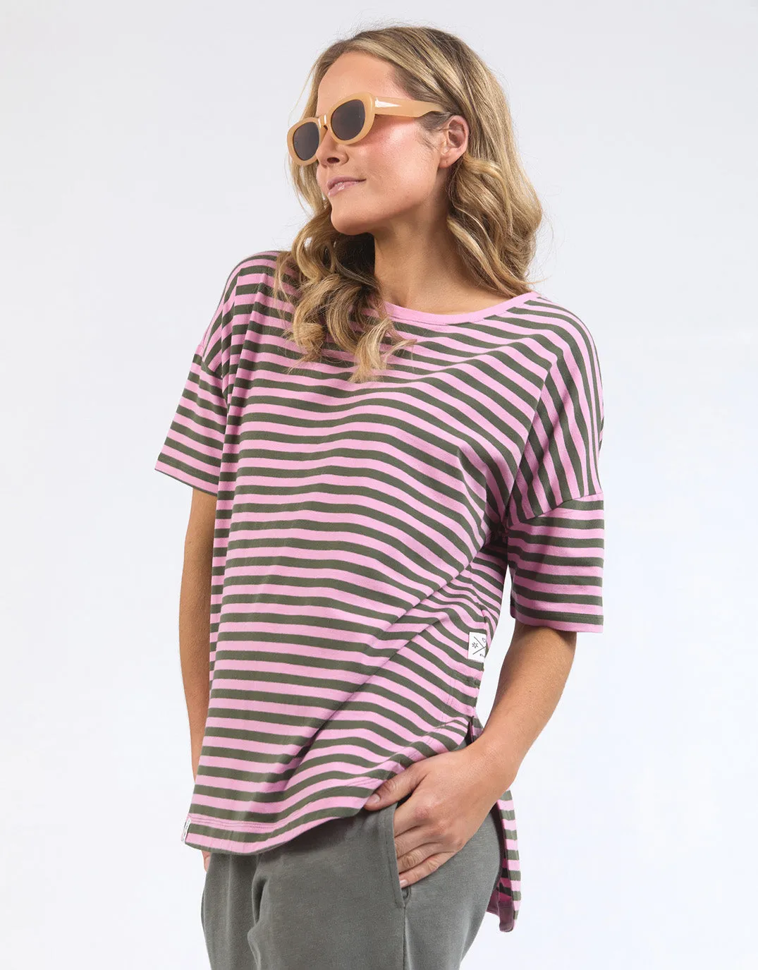 Lauren Short Sleeve Tee - Pretty Pink & Clover Stripe