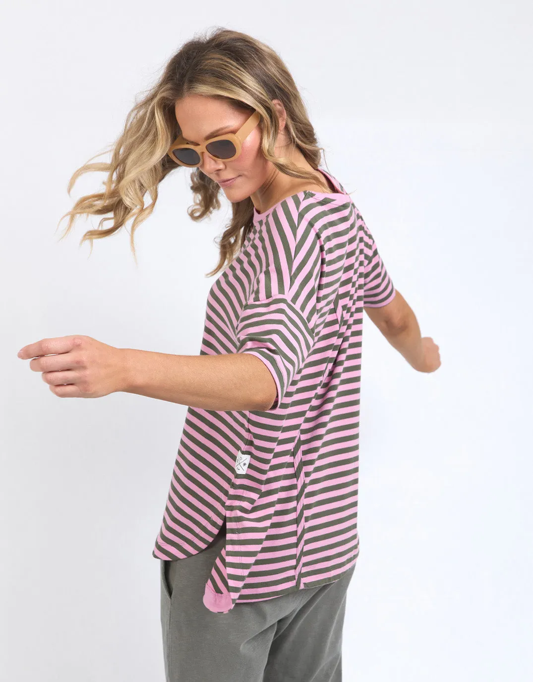 Lauren Short Sleeve Tee - Pretty Pink & Clover Stripe