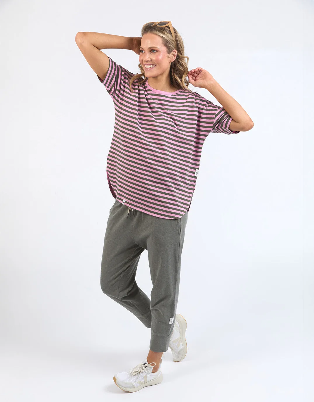 Lauren Short Sleeve Tee - Pretty Pink & Clover Stripe