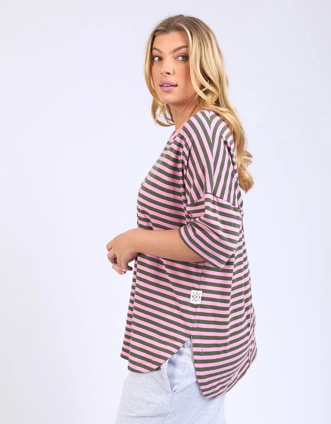 Lauren Short Sleeve Tee - Pretty Pink & Clover Stripe