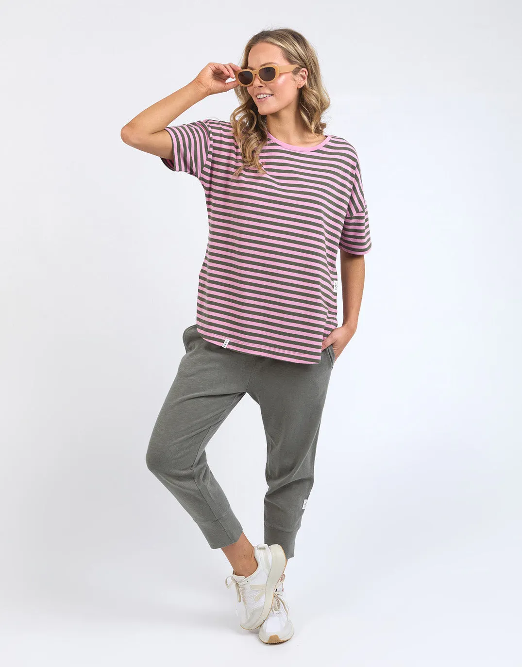 Lauren Short Sleeve Tee - Pretty Pink & Clover Stripe