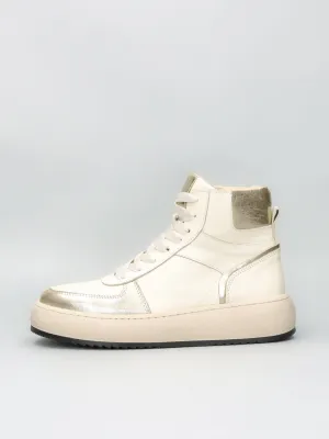 LEATHER ANKLE SNEAKER - BEIGE