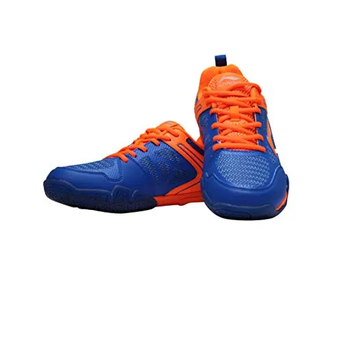 Li-Ning Saga Lite Non-Marking Badminton Shoe (Blue/Orange, 2 UK)