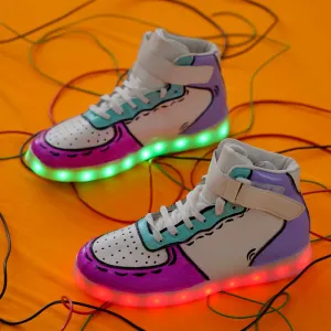 Light Me Up Sneakers - High Top (Color Block-Fuchsia)