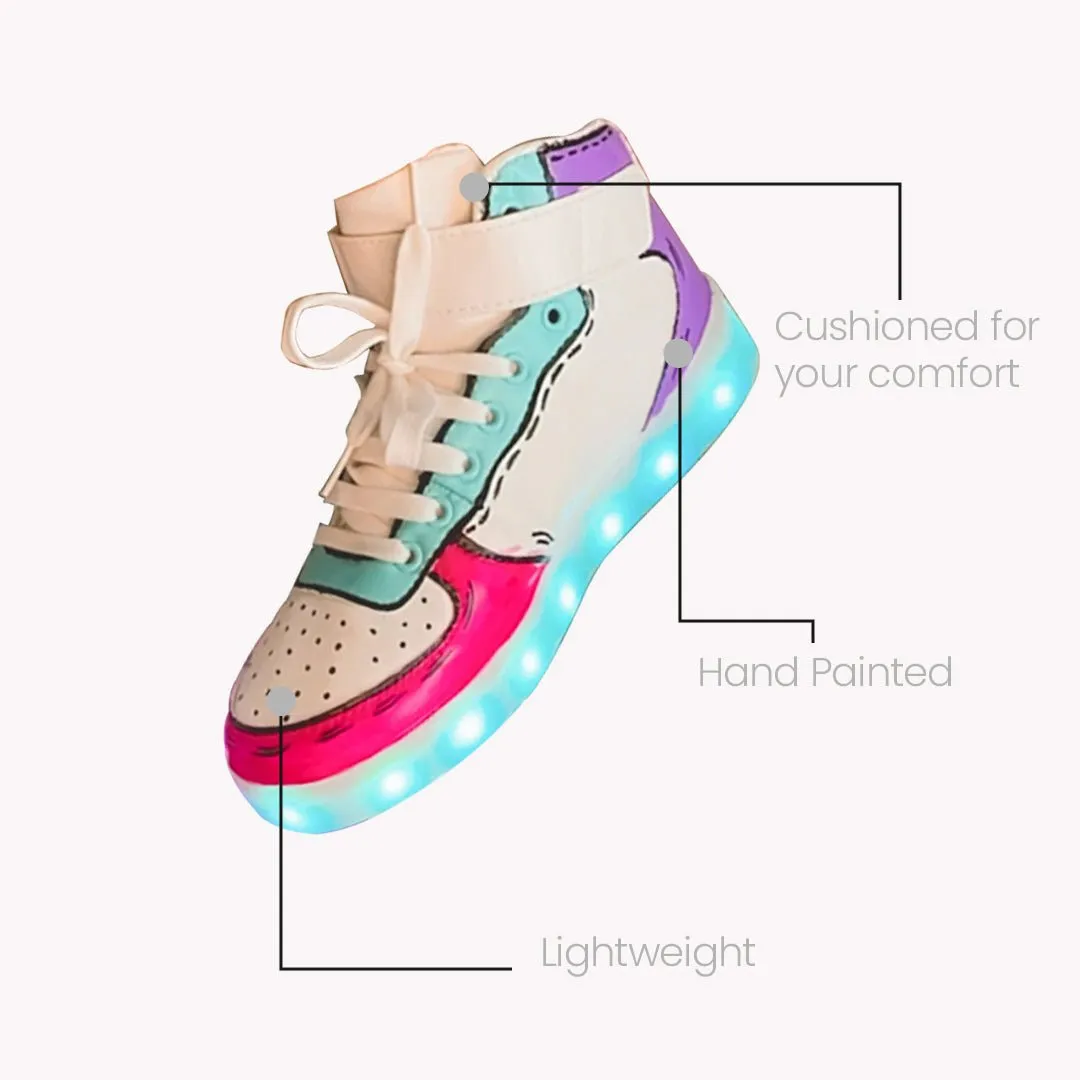 Light Me Up Sneakers - High Top (Color Block-Fuchsia)