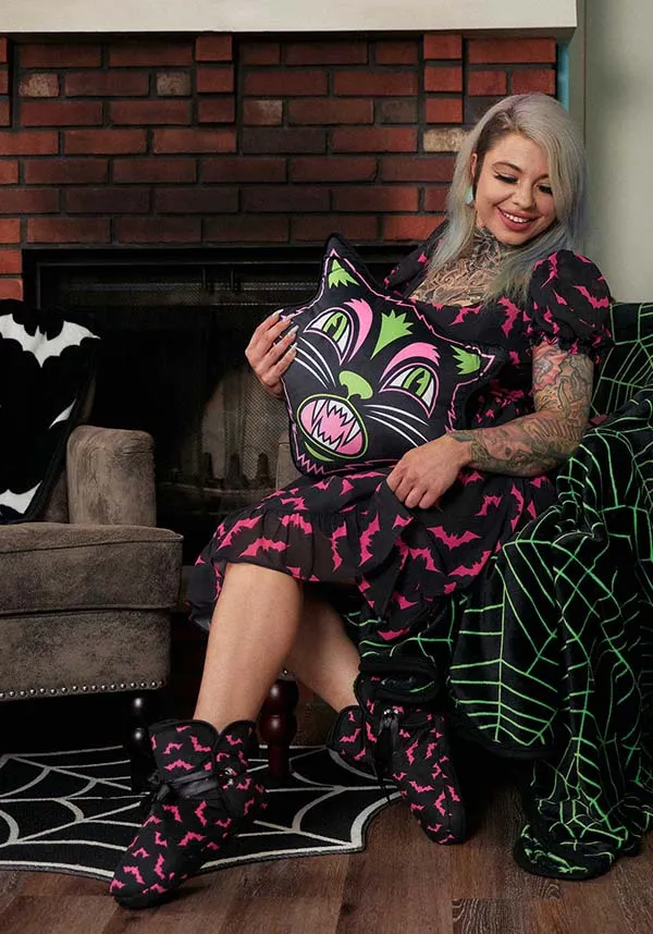 Luna Bats [Black/Neon Pink] | SLIPPER BOOTS*