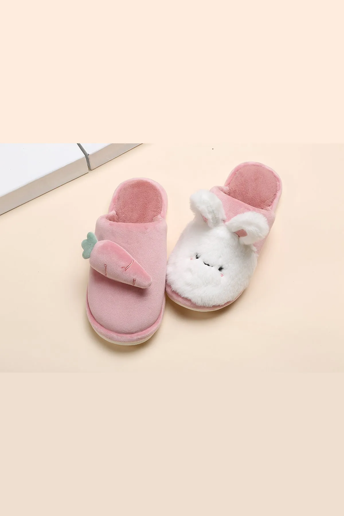 Lykke Home | Pink Rabbit & Carrot Slippers