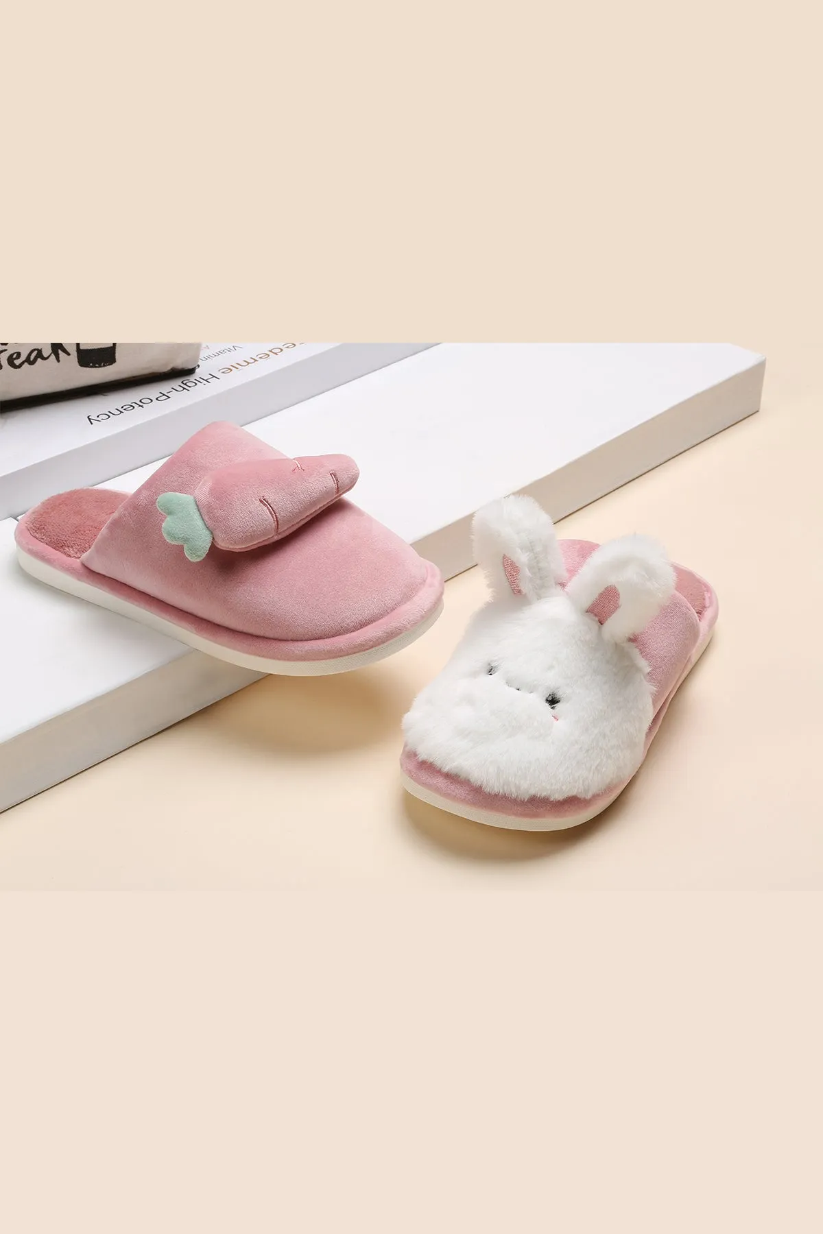 Lykke Home | Pink Rabbit & Carrot Slippers