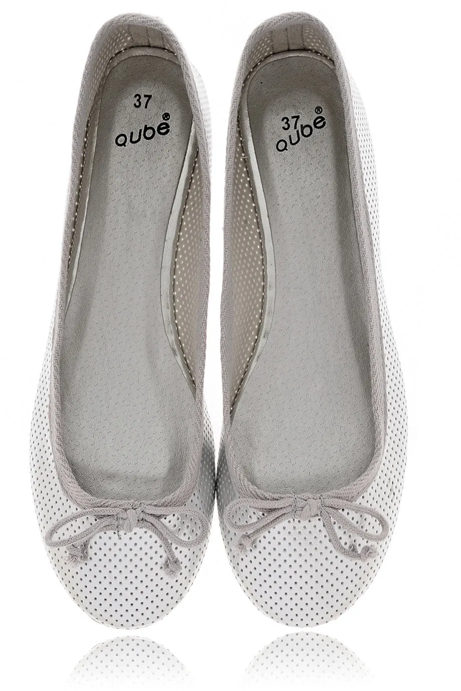 MABLE Silver Perforated Ballerinas
