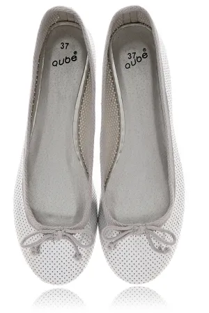MABLE Silver Perforated Ballerinas