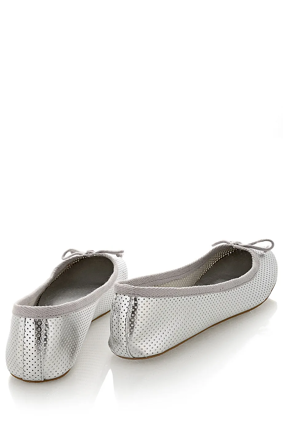 MABLE Silver Perforated Ballerinas