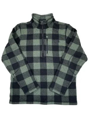 Mens Buffalo Plaid 1/4 Zip Pullover Fleece Jacket