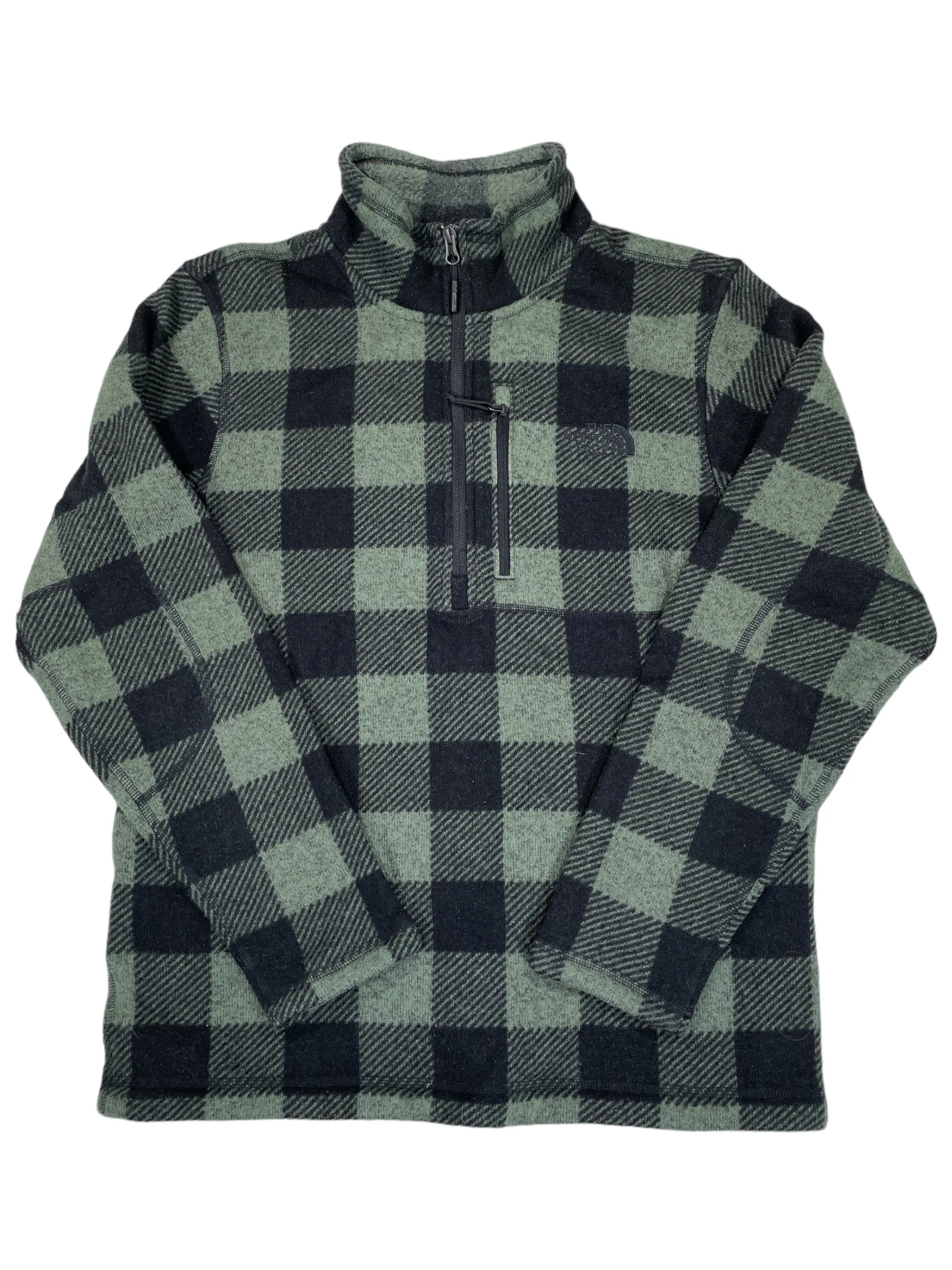 Mens Buffalo Plaid 1/4 Zip Pullover Fleece Jacket