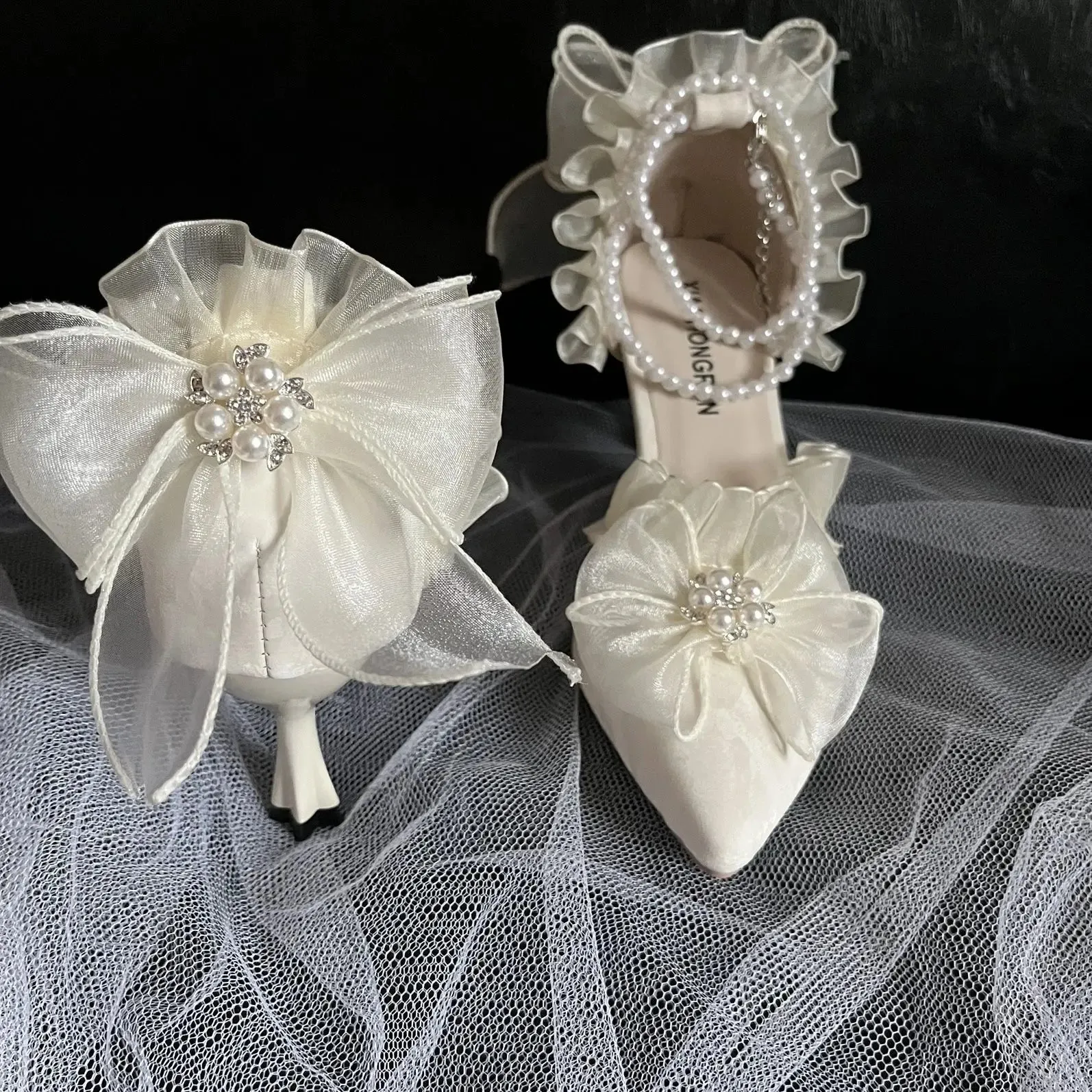 MQTIME  -   New French Girl Fairy Bow Sweet Wedding Shoes Lolita Shoes Y2k Women Shoes Luxury Brand High Quality Slingback Shoes Women