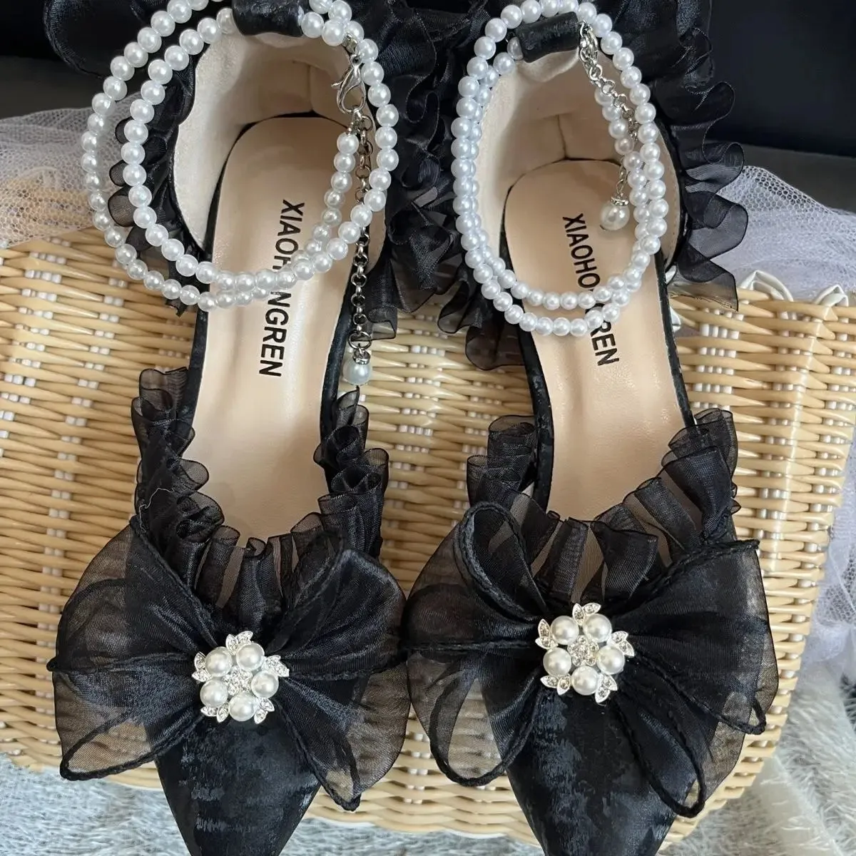 MQTIME  -   New French Girl Fairy Bow Sweet Wedding Shoes Lolita Shoes Y2k Women Shoes Luxury Brand High Quality Slingback Shoes Women