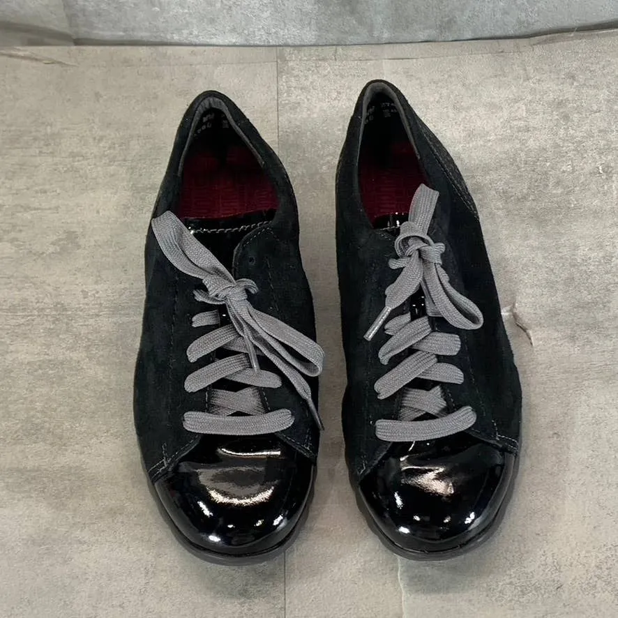 MUNRO Women's Extra Wide Black Mixed Media Kellee Lace-Up Sneakers SZ 6WW