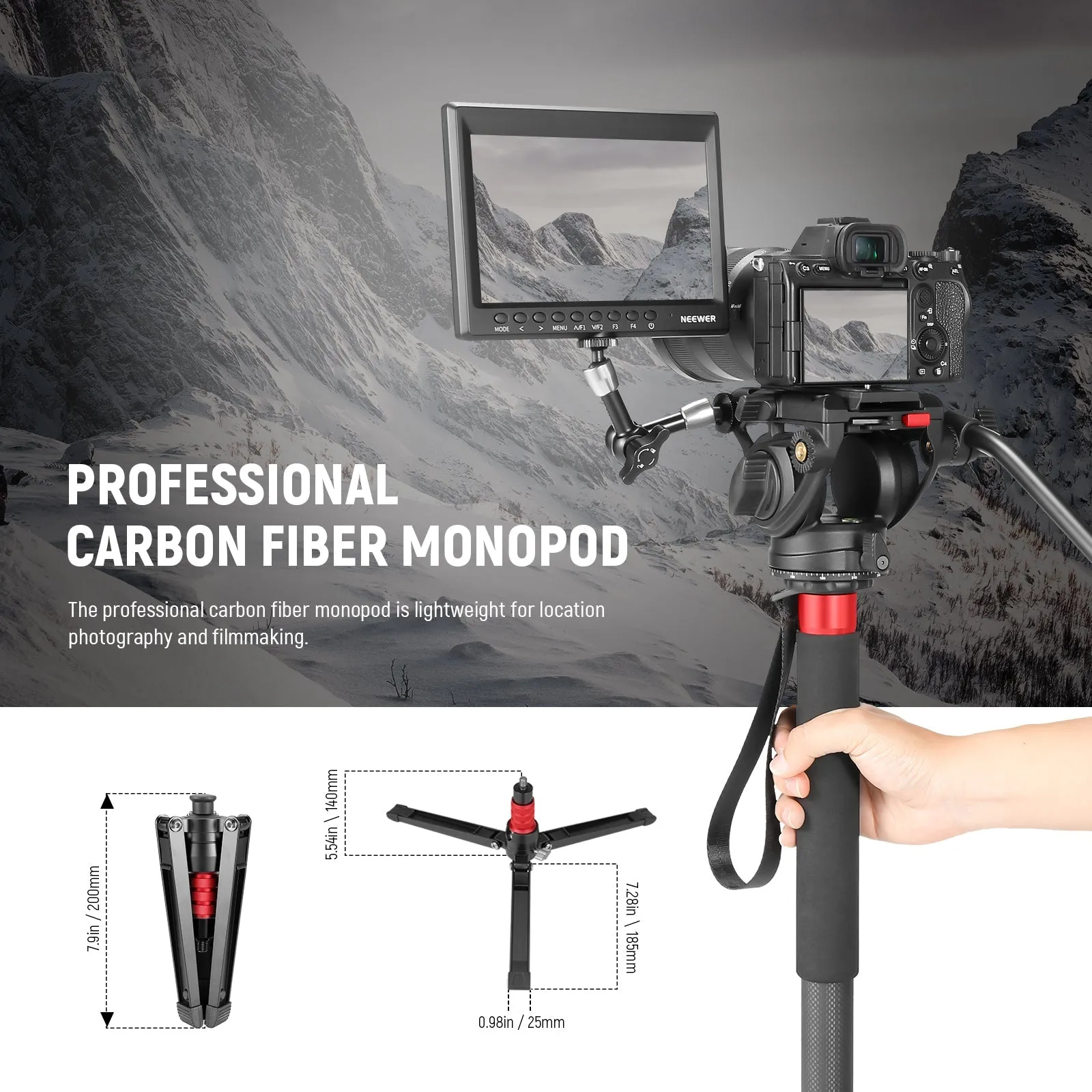 NEEWER TP71 71.6" Pro Carbon Fiber Camera Monopod