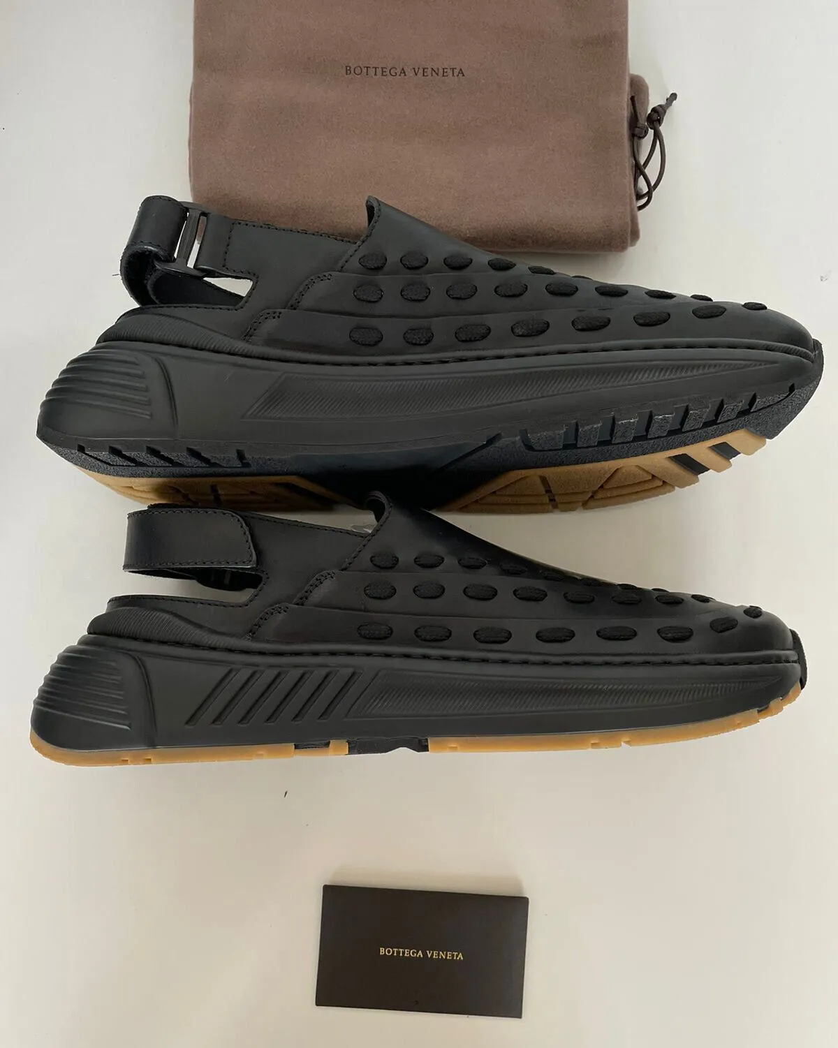 NIB $950 Bottega Veneta Mens Leather Black Sneakers Sandals 13 US (46 Eu) 578304