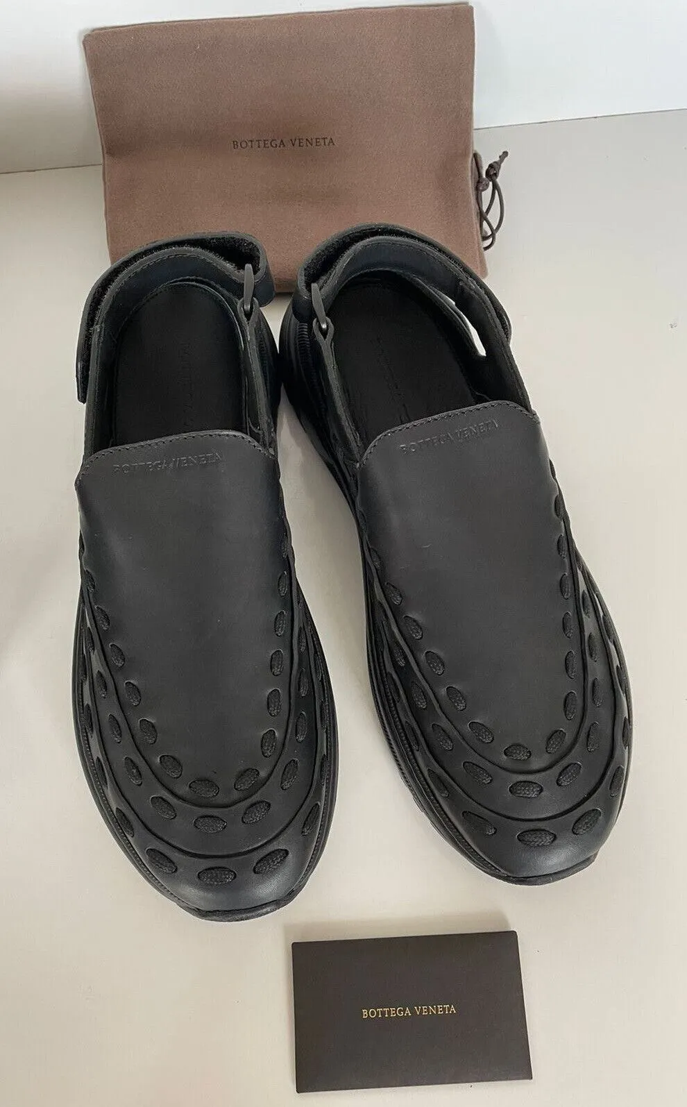NIB $950 Bottega Veneta Mens Leather Black Sneakers Sandals 13 US (46 Eu) 578304