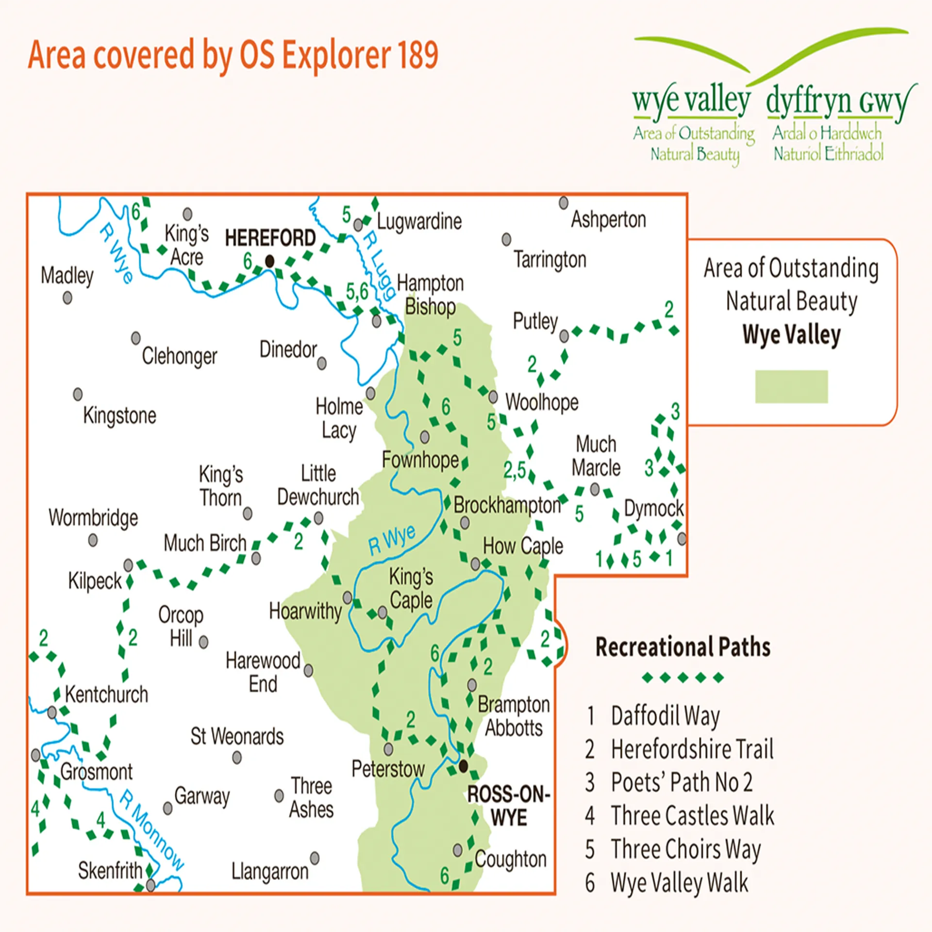 Ordnance Survey Explorer 189 Map Hereford & Ross-on-Wye