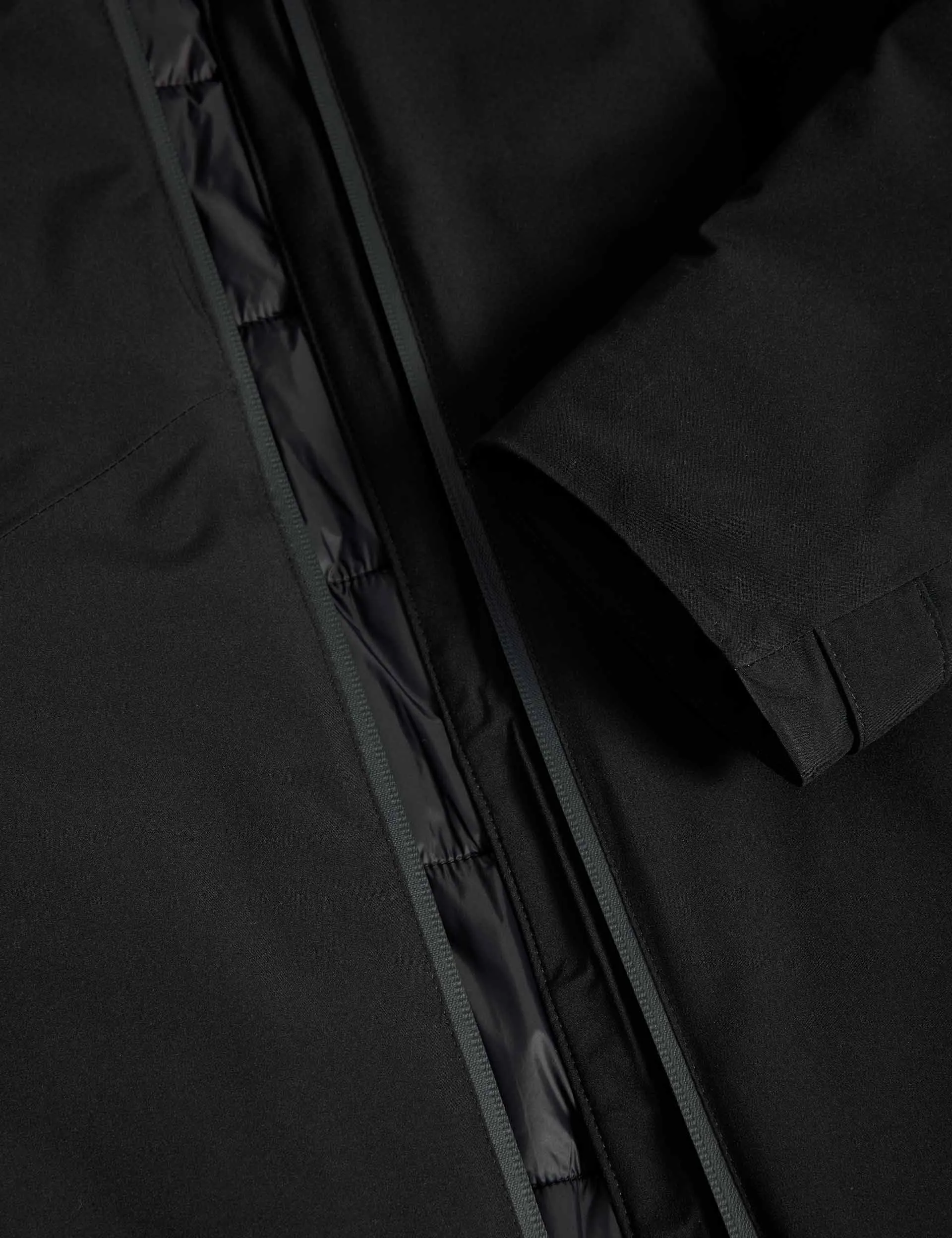 Padded Waterproof Hooded Jacket - Black