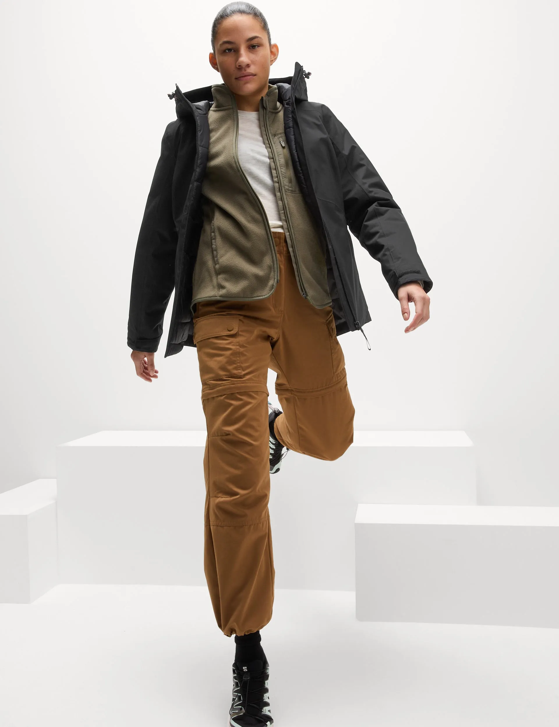 Padded Waterproof Hooded Jacket - Black