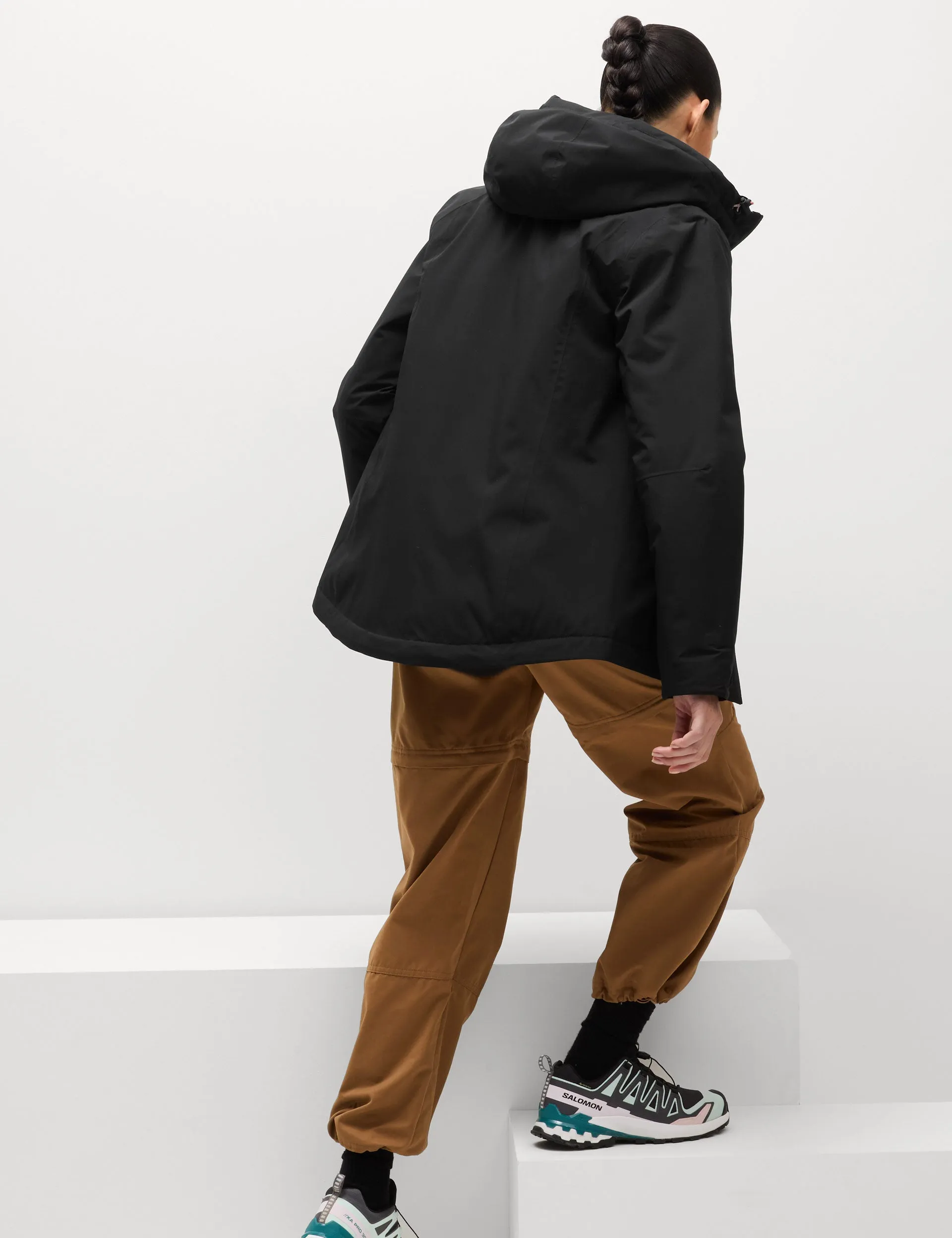 Padded Waterproof Hooded Jacket - Black