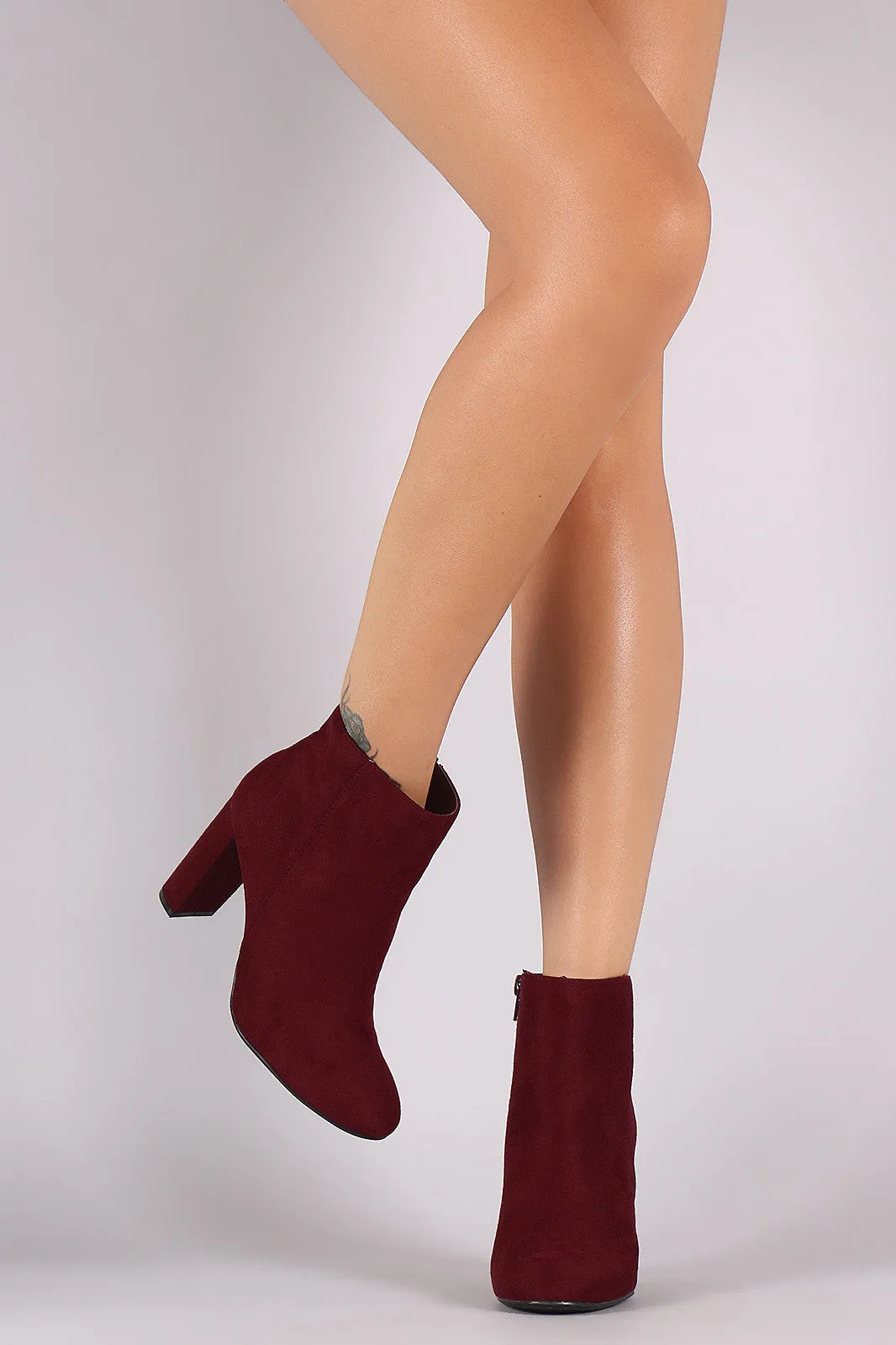 Qupid Suede Side Zip Ankle Boots