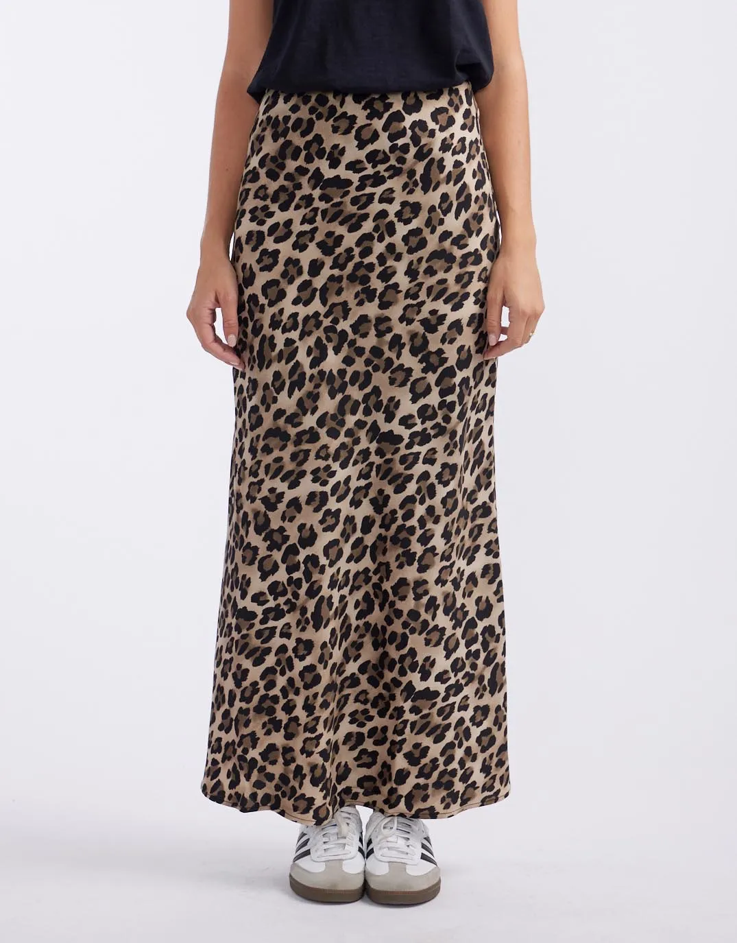 Record Satin Bias Skirt - Leopard
