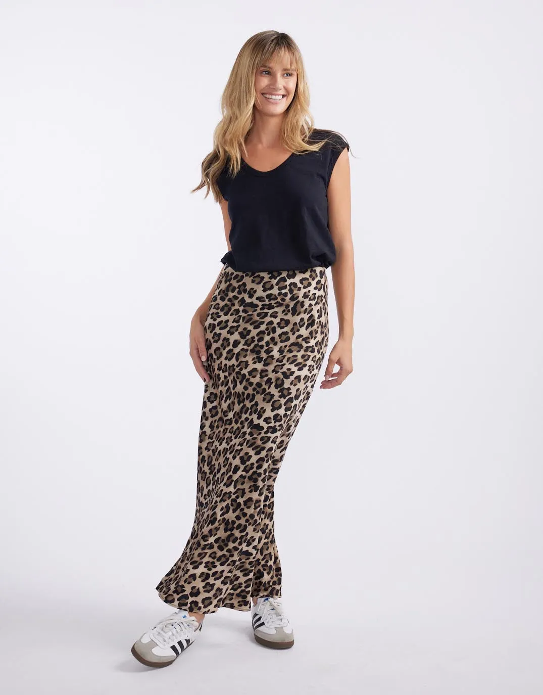 Record Satin Bias Skirt - Leopard
