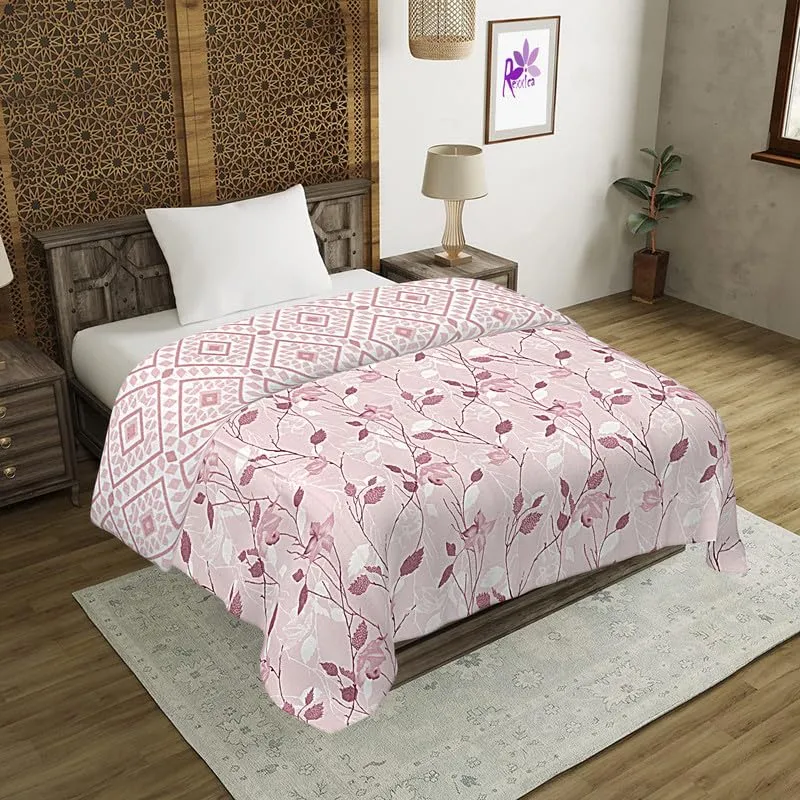 Rexxica 100% Cotton Malmal Reversible AC Dohar Single Bed Size | AC Blanket Comforter | Soft skinfriendly Bed Blanket (85 * 56 inch, Sky Blue & Careys Pink, Pack of 2)