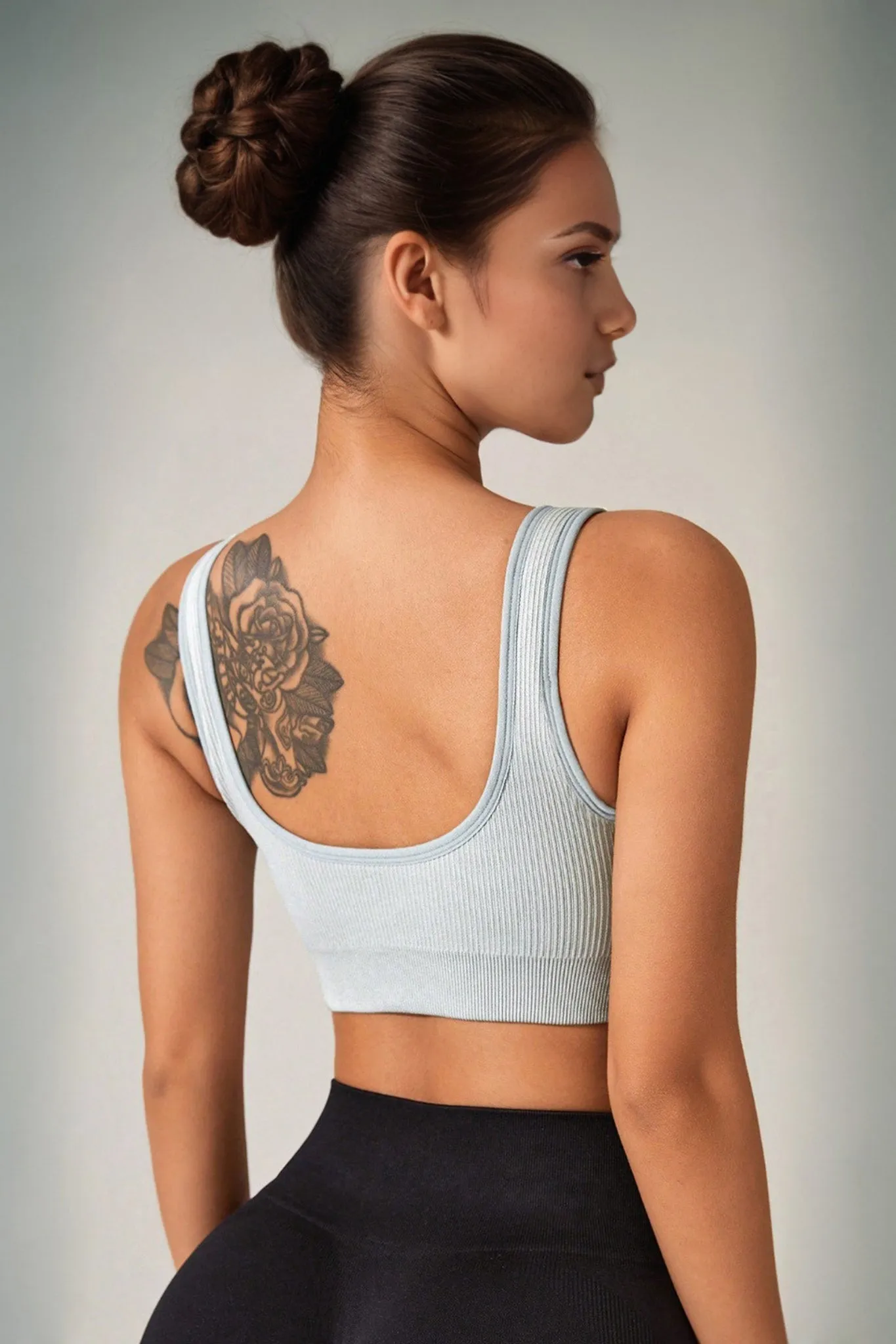 Ribbed Seamless Sports Bra - Sky Blue