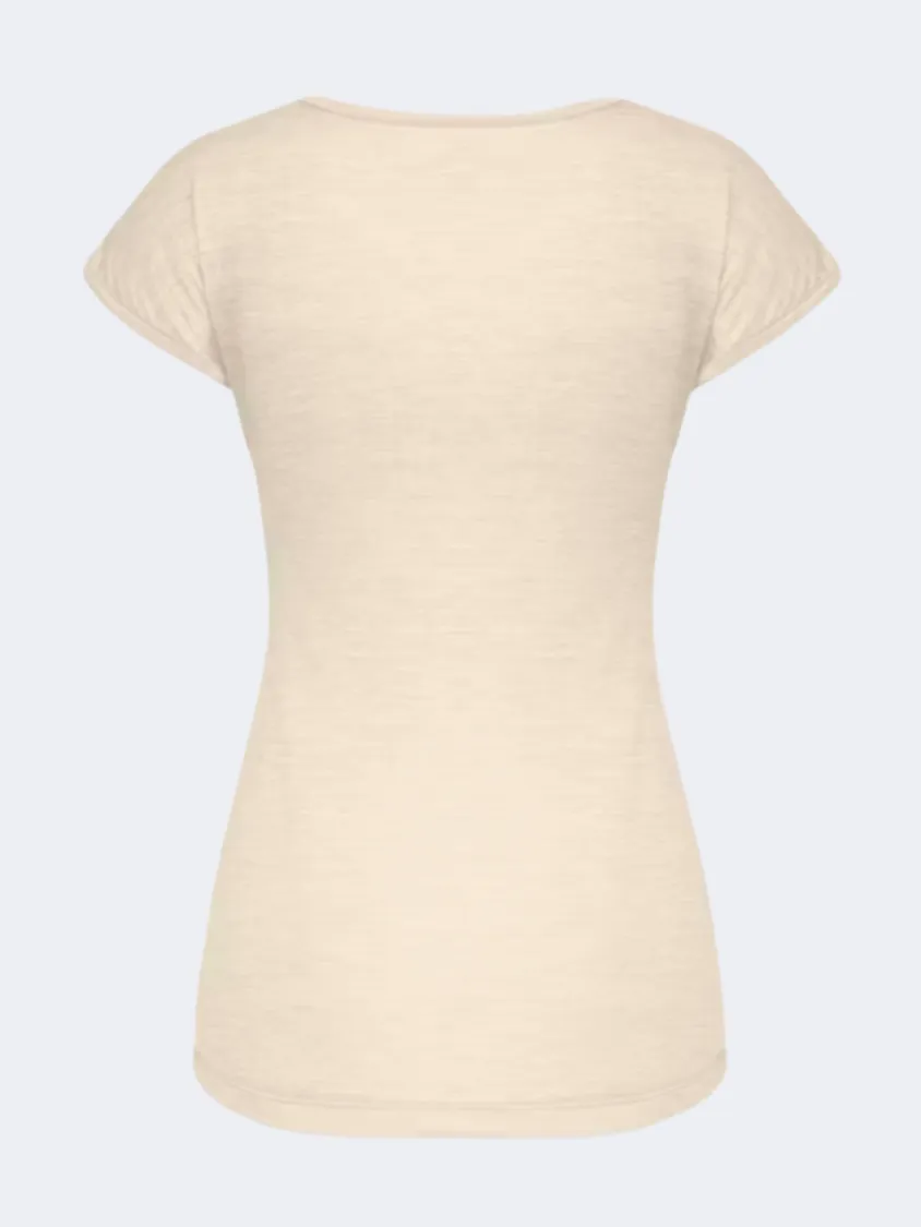 Salewa Puez Melange Women Hiking T-Shirt Beige Oatmeal