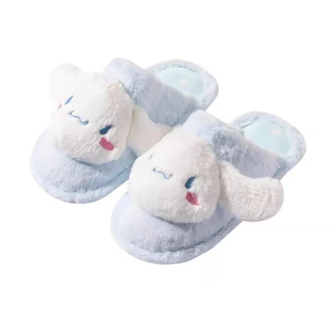 Sanrio Cinnamoroll Blue Fluffy Big Head Fur Winter Slippers