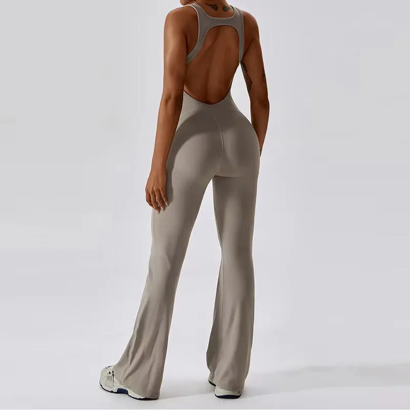 Sexy Back V Yoga Training Stretchy Sporty Jumpsuit Romper