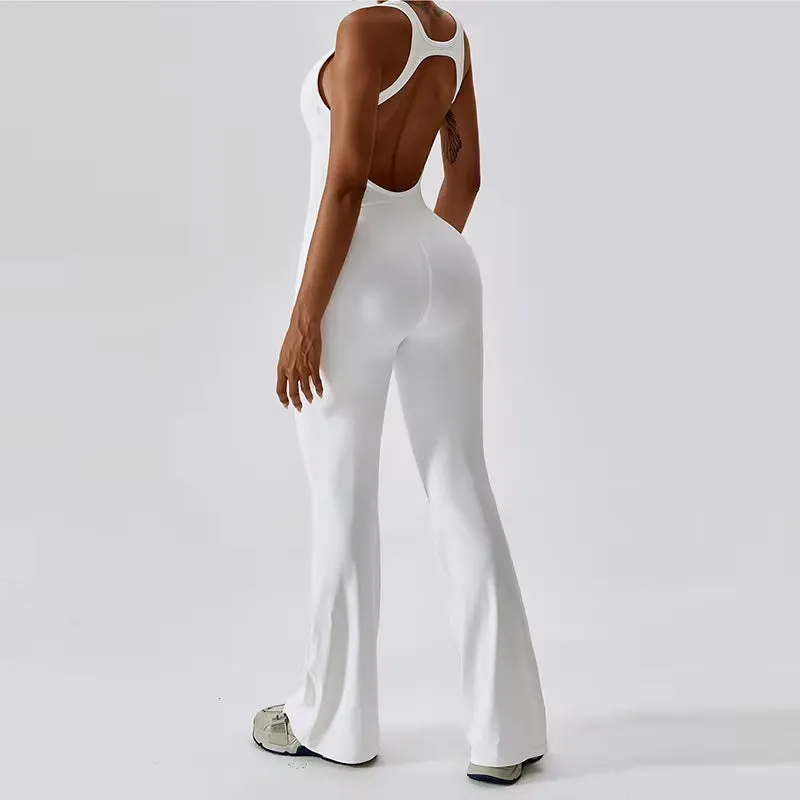 Sexy Back V Yoga Training Stretchy Sporty Jumpsuit Romper