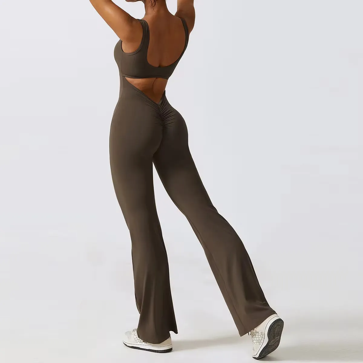 Sexy Back V Yoga Training Stretchy Sporty Jumpsuit Romper