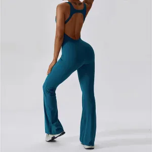 Sexy Back V Yoga Training Stretchy Sporty Jumpsuit Romper