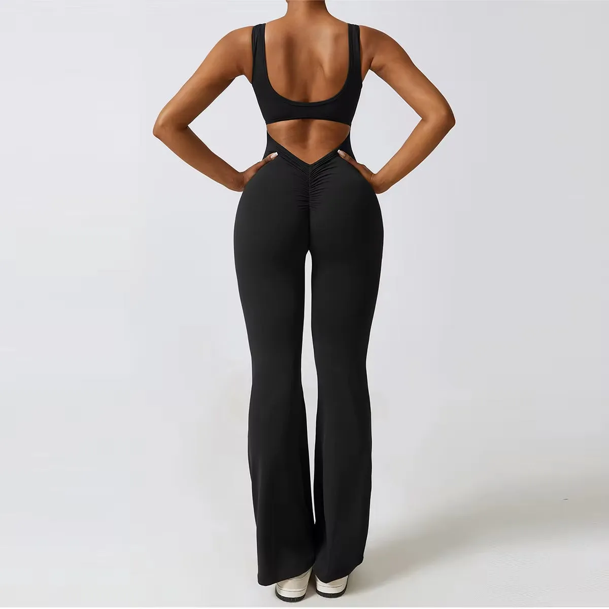 Sexy Back V Yoga Training Stretchy Sporty Jumpsuit Romper