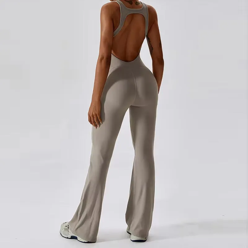 Sexy Back V Yoga Training Stretchy Sporty Jumpsuit Romper