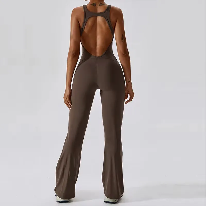 Sexy Back V Yoga Training Stretchy Sporty Jumpsuit Romper