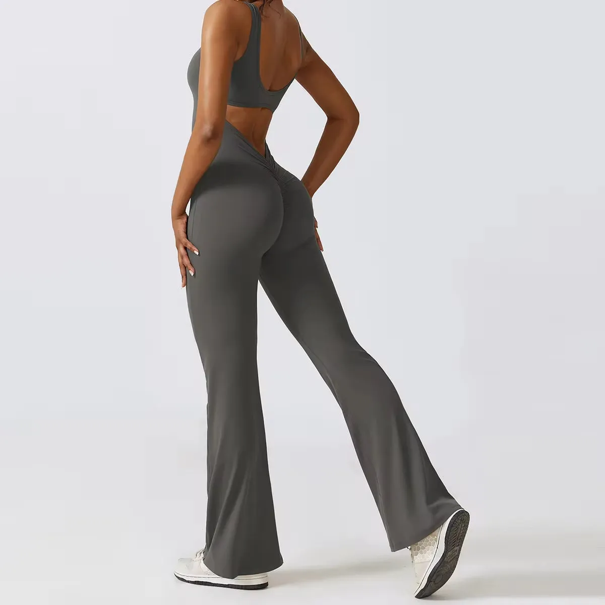 Sexy Back V Yoga Training Stretchy Sporty Jumpsuit Romper