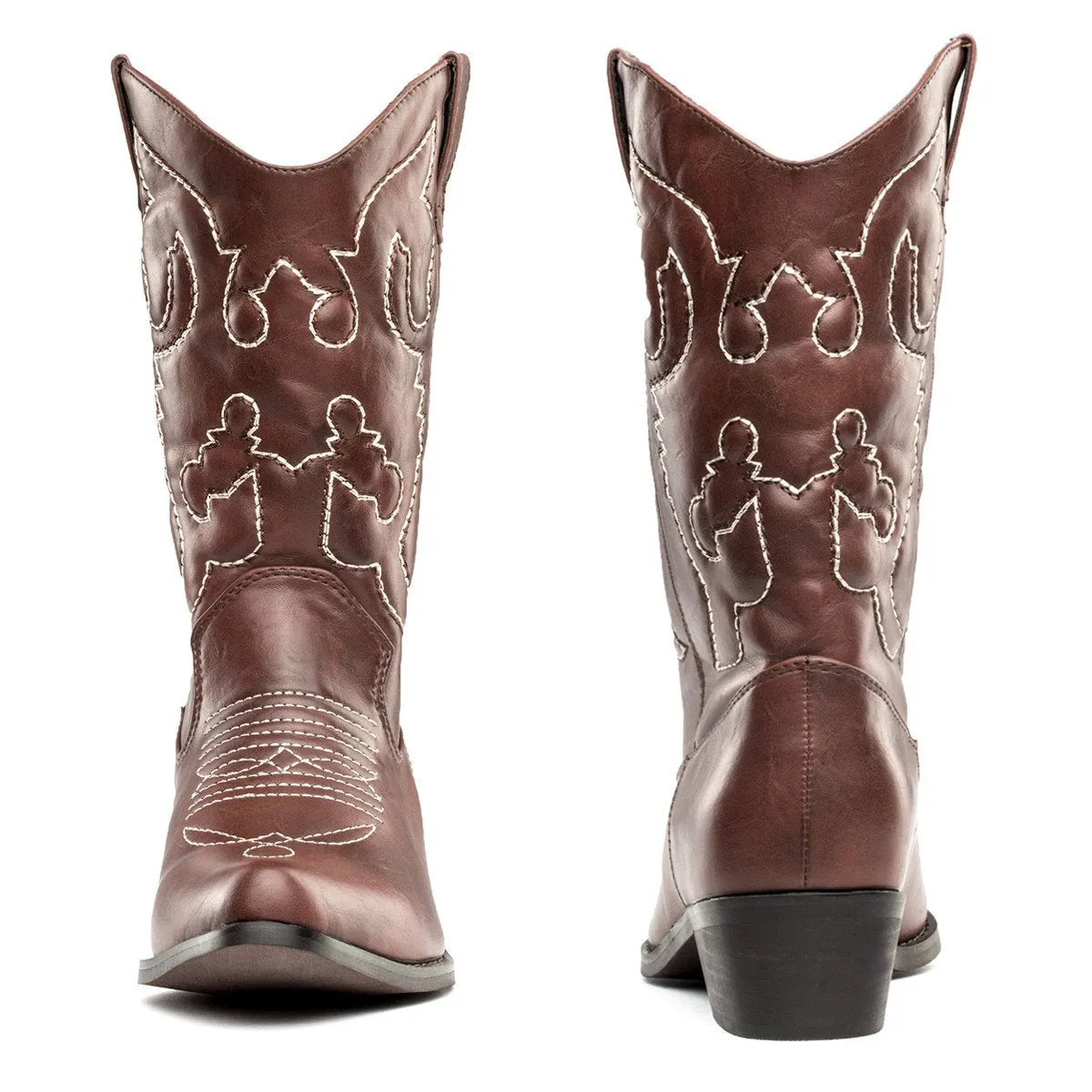 SheSole Womens Wide Calf Cowboy Boots Brown