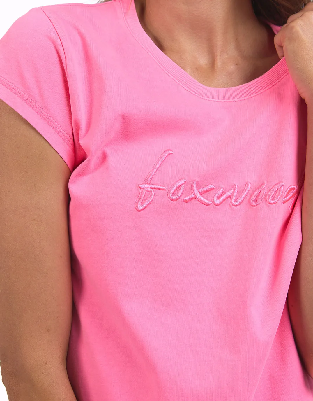 Signature Embroidery Tee Dress - Neon Rose