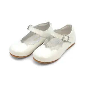 Sonia Scalloped Leather Flat - White
